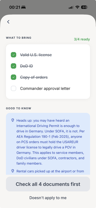 Boris heads-up warning about IDP vs USAREUR license with AEA Regulation citation
